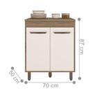 Balcão De Cozinha 2 Portas Com Tampo Lancaster Carvalho Off-w