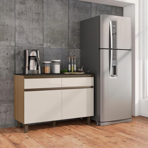 Balcão De Cozinha 2 Portas Com Tampo Omaha Carvalho Off-white