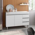 Balcão De Cozinha 2 Portas E 3 Gavetas Andréia 100 Cm Branco