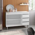 Balcão De Cozinha 2 Portas E 3 Gavetas Andréia 100 Cm Branco