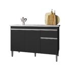 Balcão De Cozinha 2 Portas Oxford Preto Fosco