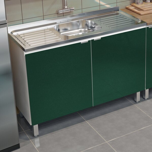 Balcão De Cozinha 2 Portas Quadria  Verde Amazônia Metalizado