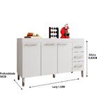 Balcão De Cozinha 3 Gavetas Branco Dinamarca Brienza