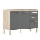 Balcão De Cozinha 3 Portas 120 Cm Miss Avena Grafito 93222