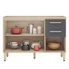 Balcão De Cozinha 3 Portas 120 Cm Miss Avena Grafito 93222