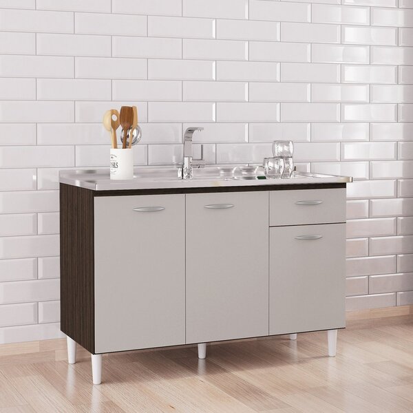 Balcão De Cozinha 3 Portas 1 Gaveta 120cm  Chocolate/offwhite