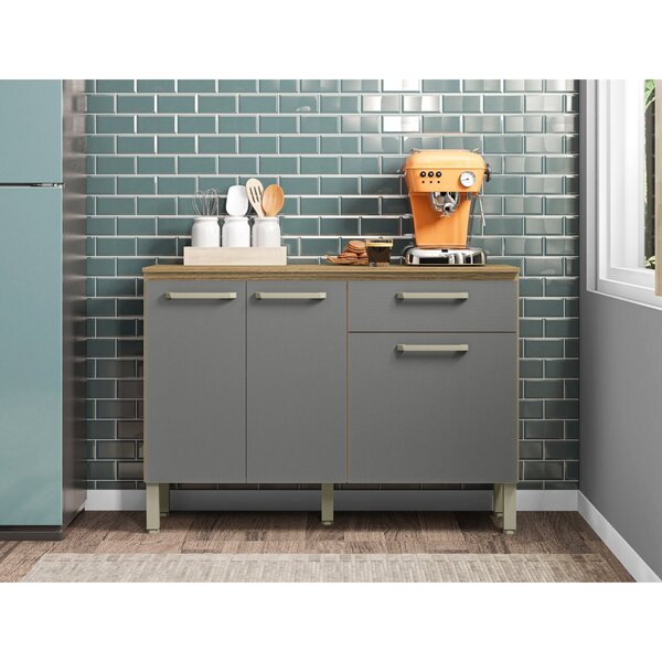 Balcão De Cozinha 3 Portas 1 Gaveta 120cm Versalhes  Freijó/g