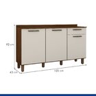 Balcão De Cozinha 3 Portas 1 Gaveta 120cm Zafira Chocolate/of