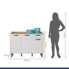 Balcão De Cozinha 3 Portas 1 Gaveta 120cm Zafira Cinamomo/off