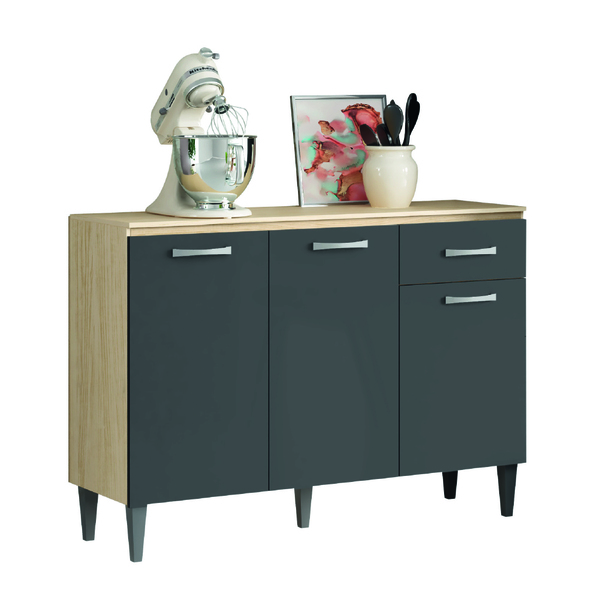 Balcão De Cozinha 3 Portas 1 Gaveta Com Tampo 1,20m Aurora Ar