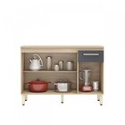 Balcão De Cozinha 3 Portas 1 Gaveta Dama  Avena Grafito