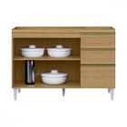 Balcão De Cozinha 3 Portas 2 Gavetas Com Pia Inox Atacama Off