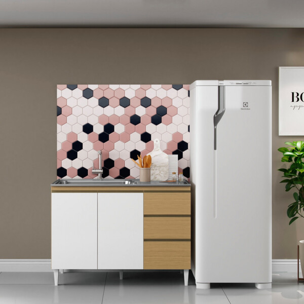 Balcão De Cozinha 3 Portas 2 Gavetas Com Pia Inox Atacama Off