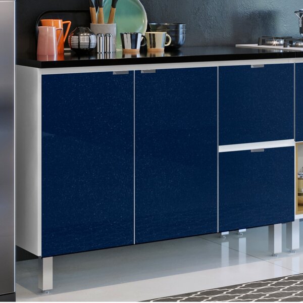 Balcão De Cozinha 3 Portas 2 Gavetas Quadria  Azul Noturno Sa