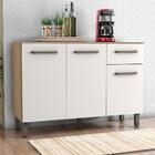 Balcão De Cozinha 3 Portas Com Tampo Delhi Carvalho Off-white