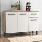 Balcão De Cozinha 3 Portas Com Tampo Delhi Carvalho Off-white