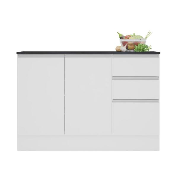 Balcão De Cozinha 3 Portas Com Tampo Florencio Branco