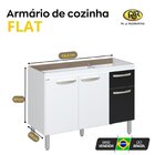 Balcão De Cozinha 3 Portas E 1 Gaveta 116,2cm  Preto