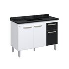 Balcão De Cozinha 3 Portas E 1 Gaveta 116,2cm  Preto