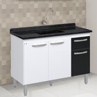 Balcão De Cozinha 3 Portas E 1 Gaveta 116,2cm  Preto