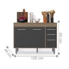 Balcão De Cozinha 3 Portas Sem Tampo Lancaster Carvalho Grafi