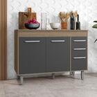 Balcão De Cozinha 3 Portas Sem Tampo Lancaster Carvalho Grafi