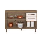 Balcão De Cozinha 3 Portas Sem Tampo Lancaster Carvalho Off-w