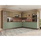 Balcão De Cozinha 40cm 1 Porta Madeira  Nogueira/verde Oliva