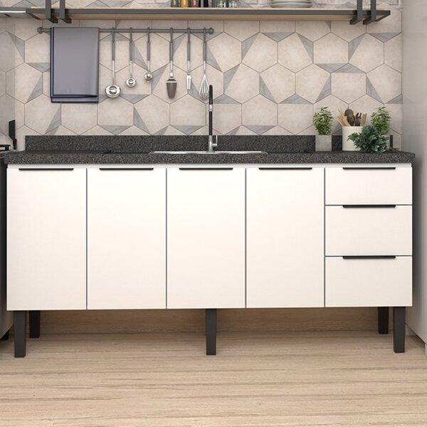 Balcão De Cozinha 4 Portas 3 Gavetas 174cm Júpiter  Branco