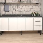 Balcão De Cozinha 4 Portas 3 Gavetas 192cm Júpiter  Branco