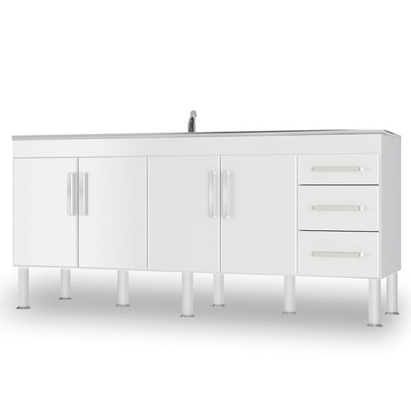 Balcão de Cozinha 4 Portas e 3 Gavetas Roma – MGM - Branco