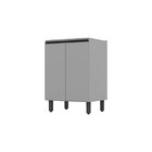 Balcão De Cozinha 600 Mm 2 Portas Com Tampo Diva Cinza/nero