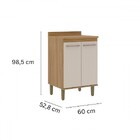 Balcão De Cozinha 60 Cm 2 Portas 1 Prateleira Ipê/cristalo -