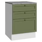 Balcão De Cozinha 60 Cm 3 Gavetas Branco/verde Vik Madesa
