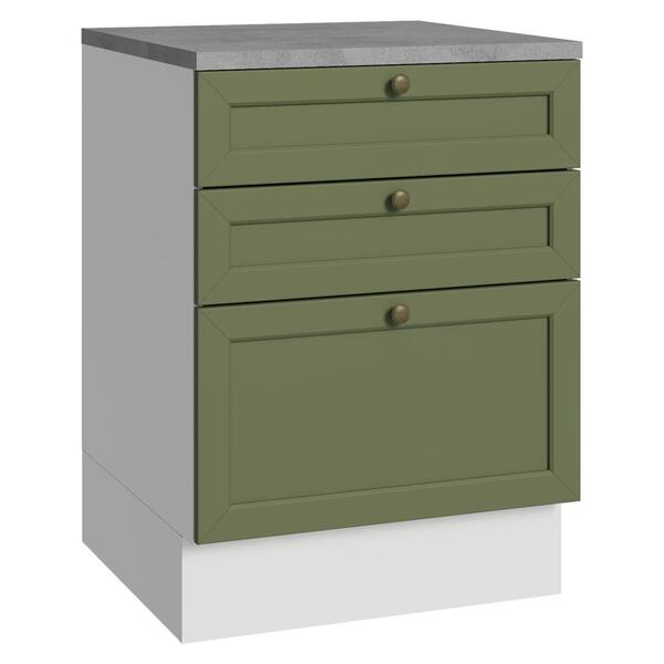 Balcão De Cozinha 60 Cm 3 Gavetas Branco/verde Vik Madesa