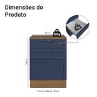 Balcão De Cozinha 60 Cm 3 Gavetas Rustic/azul Vik Madesa