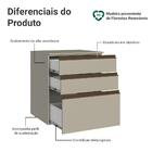 Balcão De Cozinha 60 Cm 3 Gavetas Suspenso Crema Nice Madesa