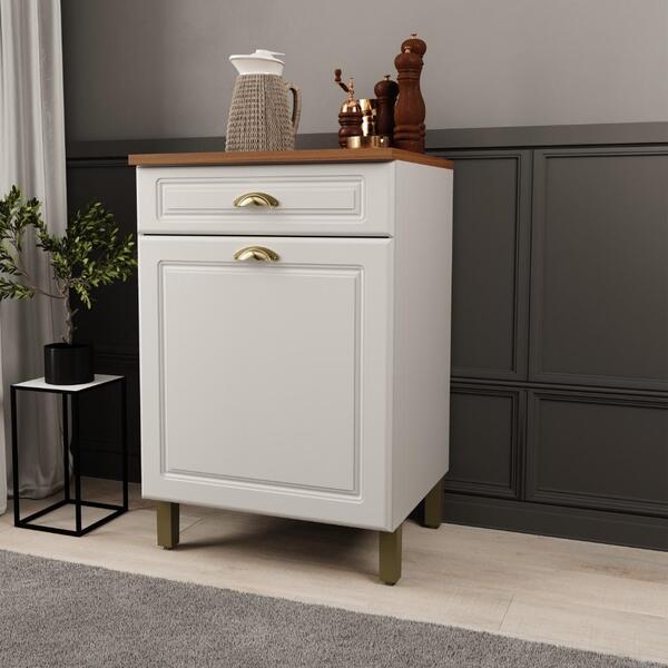 Balcão De Cozinha 60cm 1 Porta 1 Gaveta Roma Branco