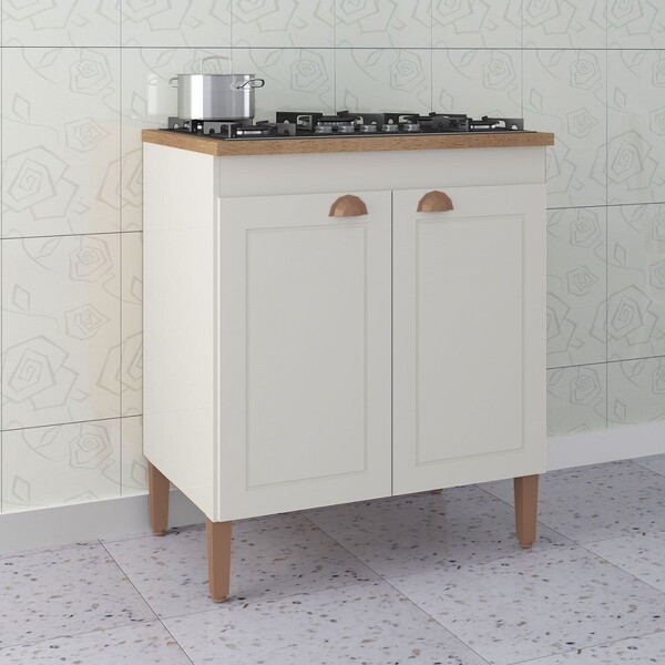 Balcão De Cozinha 72 Cm Viena 2 Portas Off White/canelato Rús