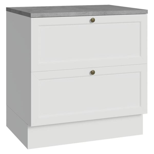 Balcão De Cozinha 80 Cm 2 Gavetas Branco Vik Madesa