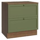 Balcão De Cozinha 80 Cm 2 Gavetas Rustic/verde Vik Madesa