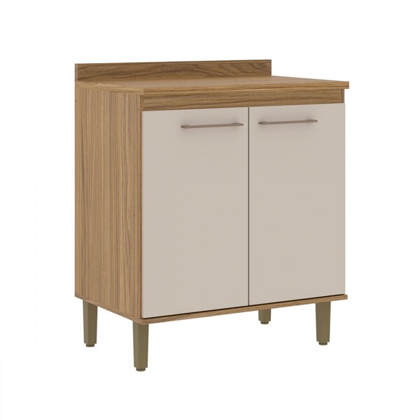 Balcão De Cozinha 80 Cm 2 Portas 1 Prateleira Ipê/cristalo -