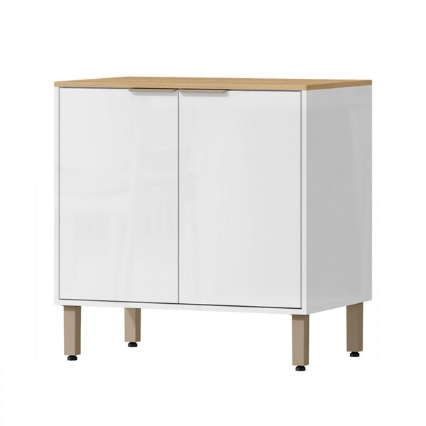 Balcão De Cozinha 80 Cm Glória 2 Portas Branco Neve - Mx Móve