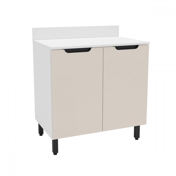 Balcão De Cozinha 80 Cm Meena 2 Portas Branco/creme - Politor