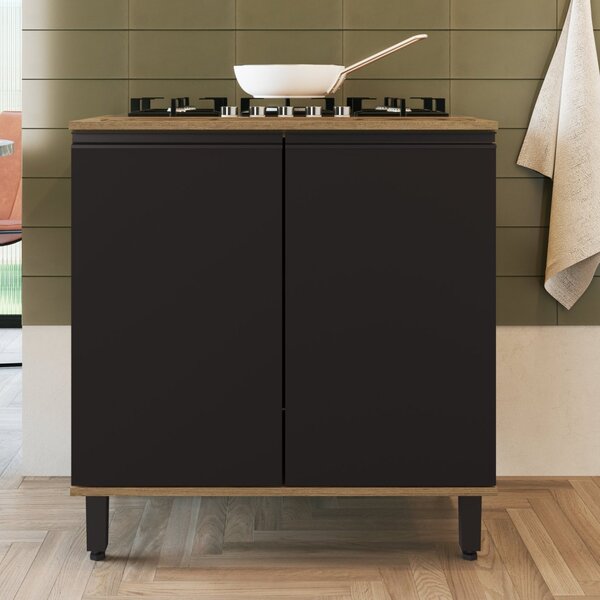 Balcão De Cozinha 80cm 2 Portas Laura Delamarco Móveis Mel/pr