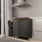 Balcão De Cozinha 80cm 2 Portas Roma Chumbo