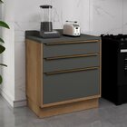 Balcão De Cozinha 80cm 3 Gavetas Viena Freijó / Grafite