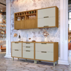 Balcão de Cozinha 1 Porta Basculante 1 Gaveta 80x86x52cm MDF Freijó e Off White Turquesa Nesher