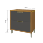 Balcão de Cozinha 1 Porta Basculante 1 Gaveta 80x86x52cm MDF Freijó e Grafite Turquesa Nesher