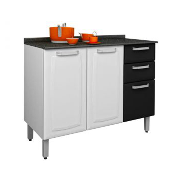 Balcão de Cozinha 86x105x45cm Aço Preto Luce Itatiaia